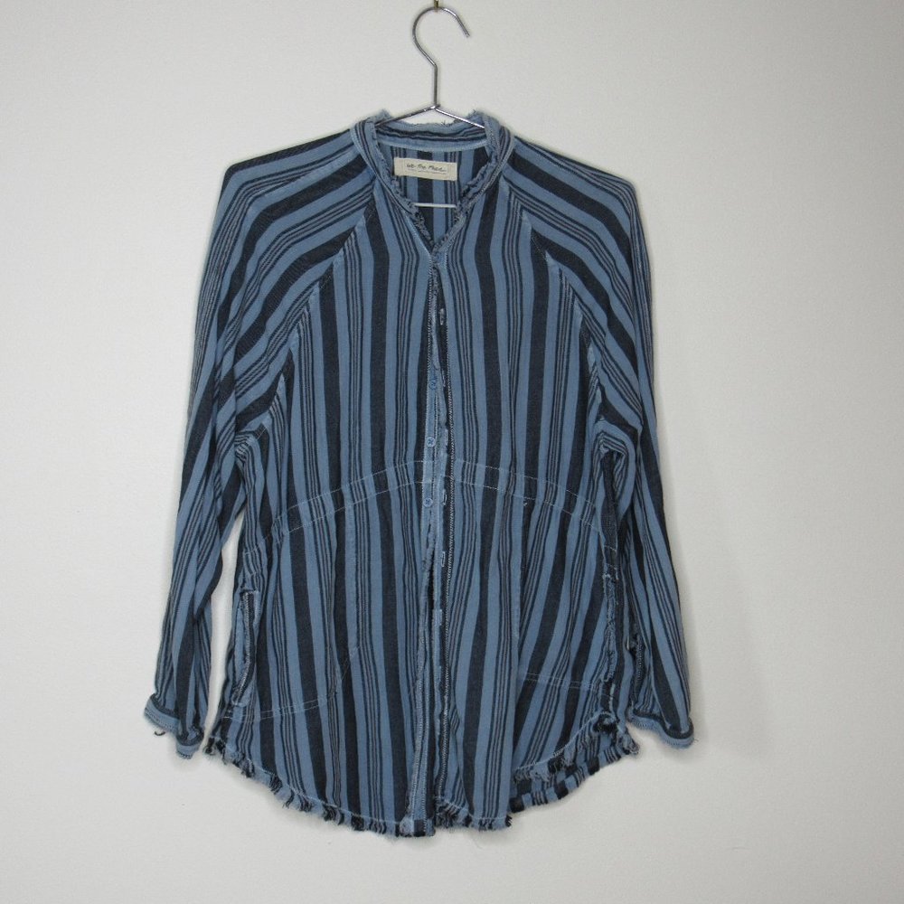 Free People We The Free Summer Daydream Stripe Button Down Size XS Blue Top